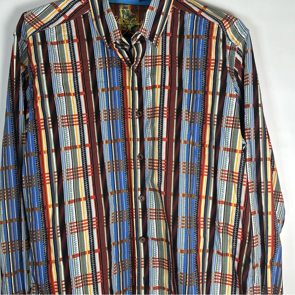 Robert Graham Blue and Red Plaid Men's Shirt - Picture 3 of 13